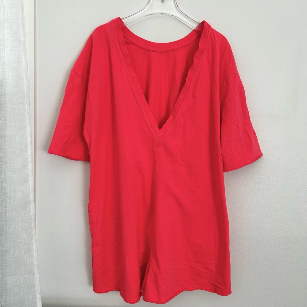 🍒(A239)NWOT Free People Hot Shot Tee Romper. Pink. Size: XS - Picture 4 of 9